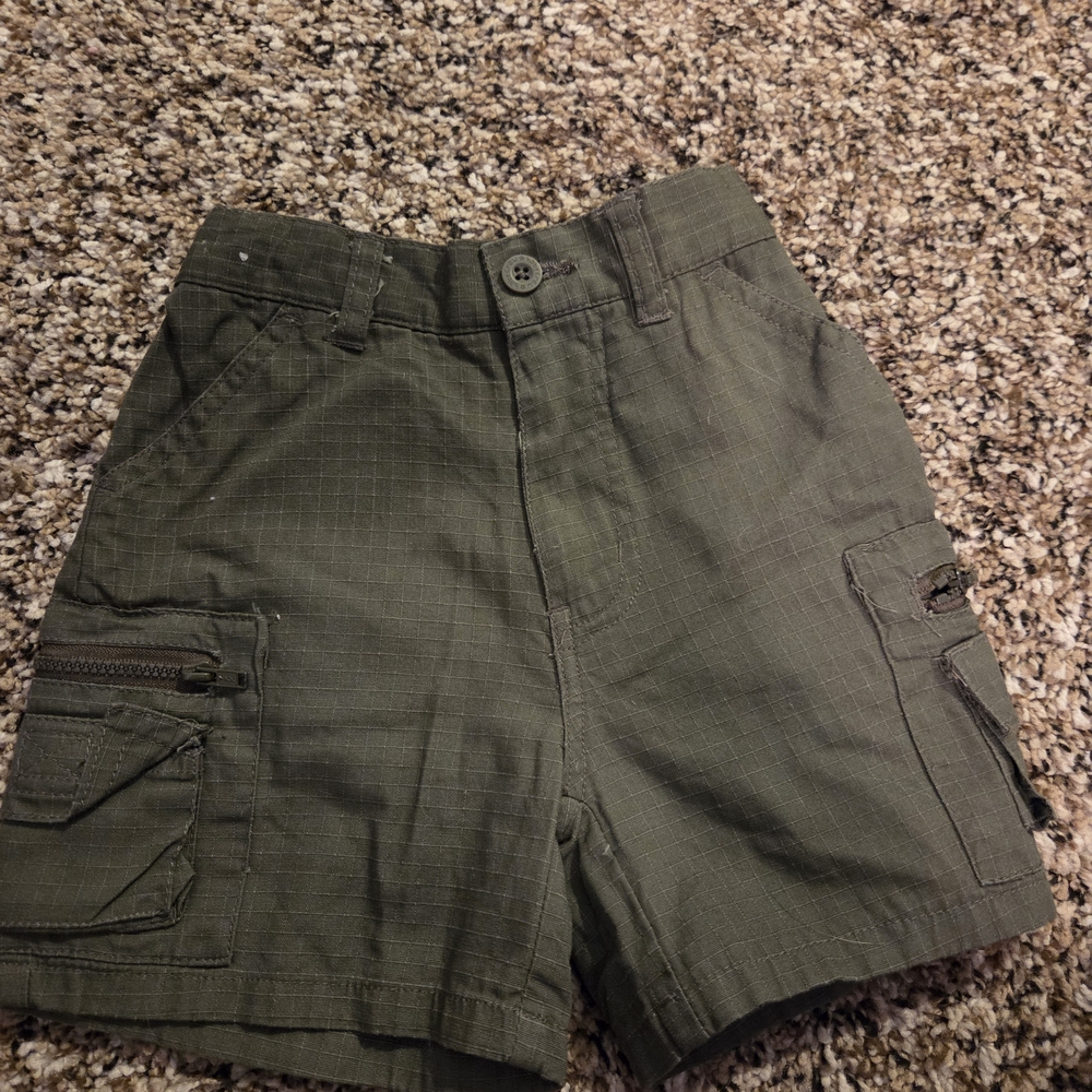 Kids Olive Green Cargo Shorts with Side Pockets